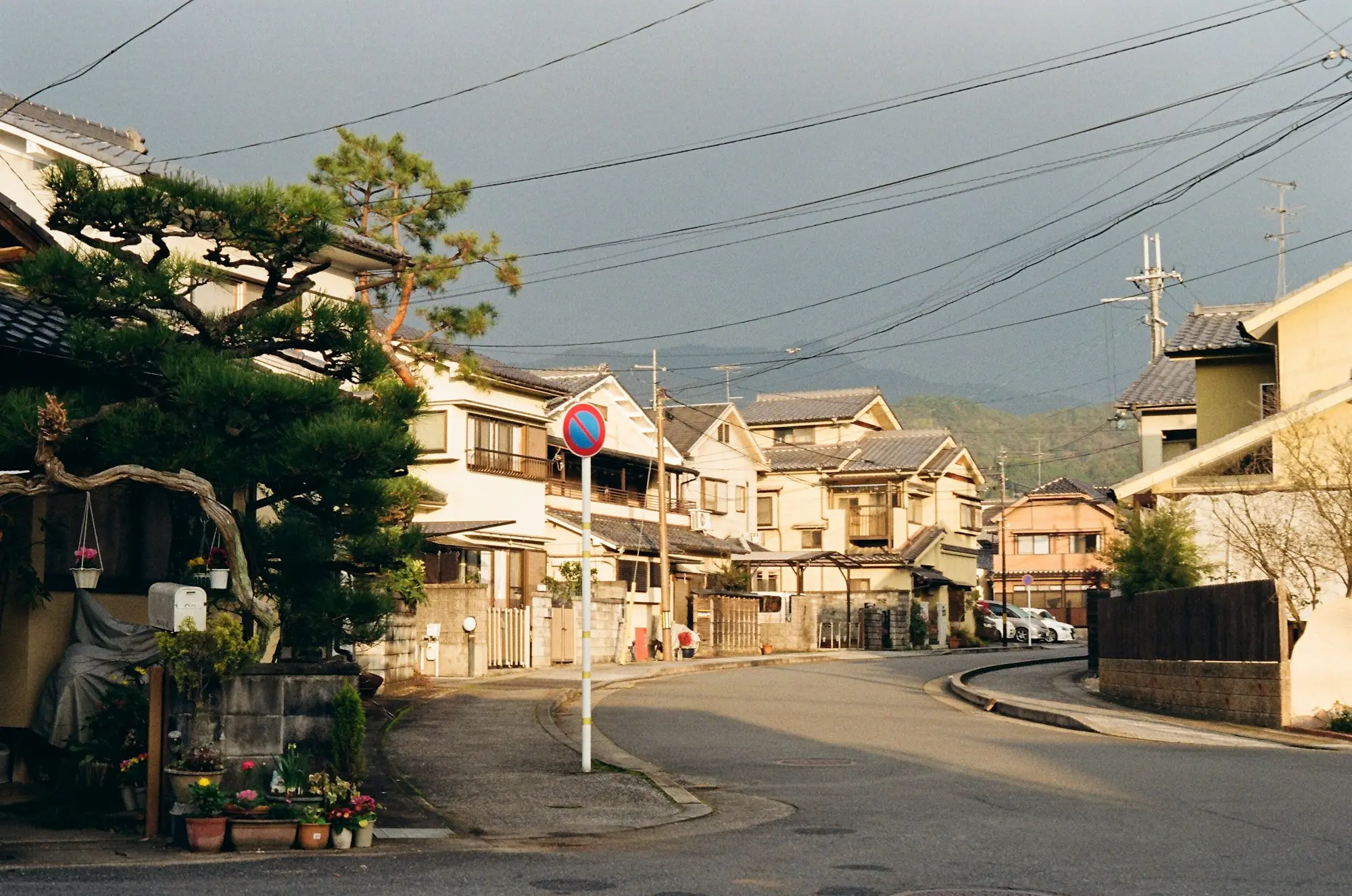 夕方の光に包まれた住宅街